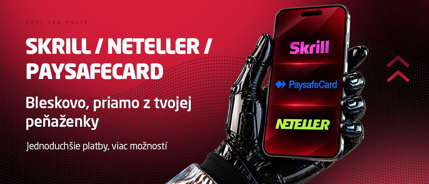 Nové spôsoby platby v SYNOT TIP: Skrill, Neteller a Paysafecard