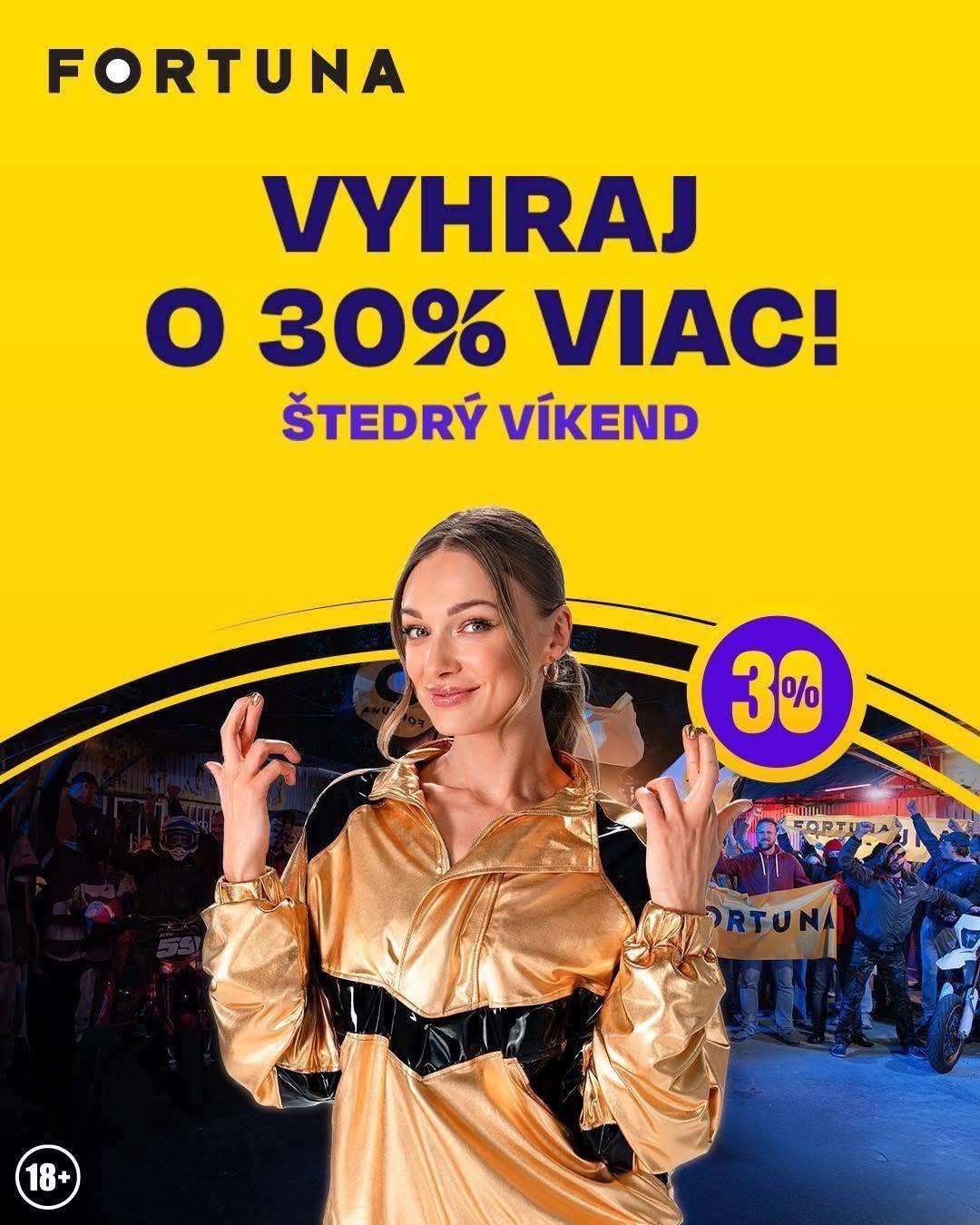 Štedrý víkend vo Fortune: výhry zo stávok o 30 % vyššie